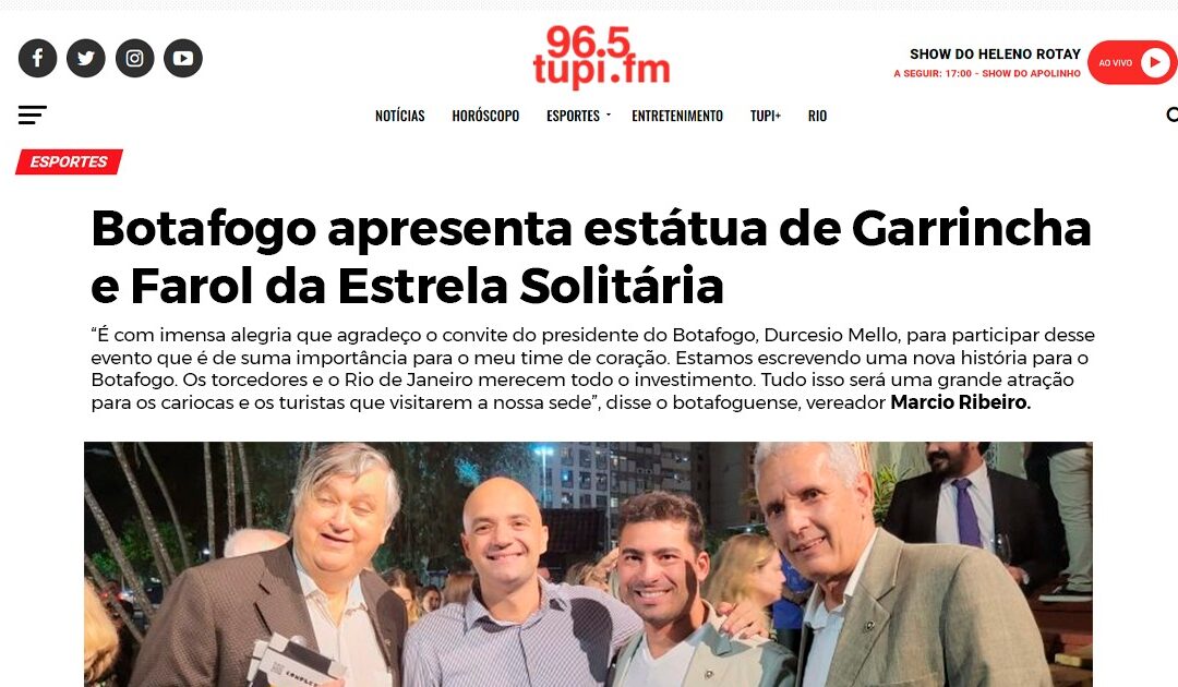 Botafogo apresenta a estátua de Garrincha e Farol da Estrela Solitária