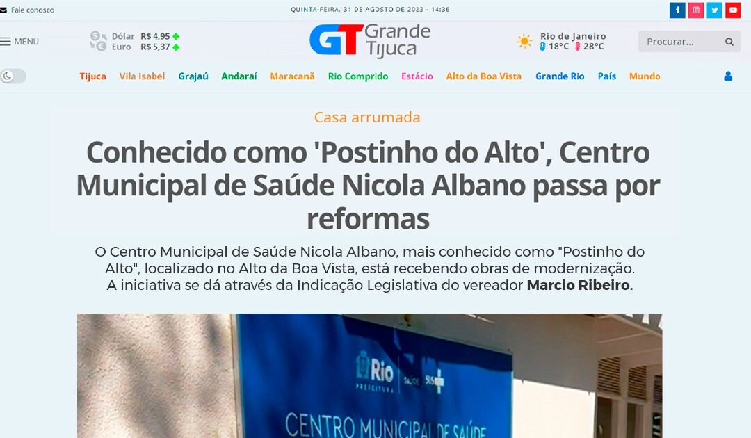 Obras do Centro Municipal de Saúde Nicola Albano, conhecido como ‘Postinho do Alto”, estão a todo vapor