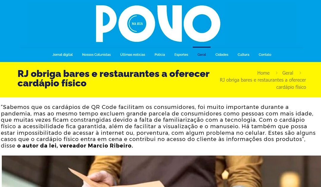 RJ obriga bares e restaurantes a oferecer cardápio físico