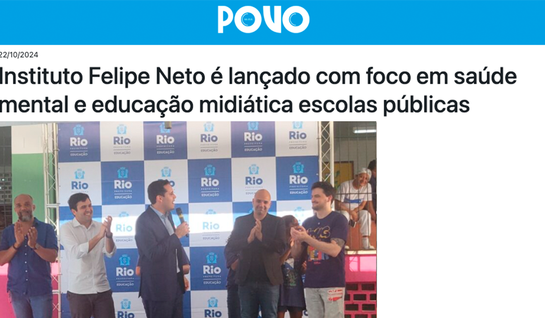 Instituto Felipe Neto é lançado com foco em saúde mental e educação midiática escolas públicas