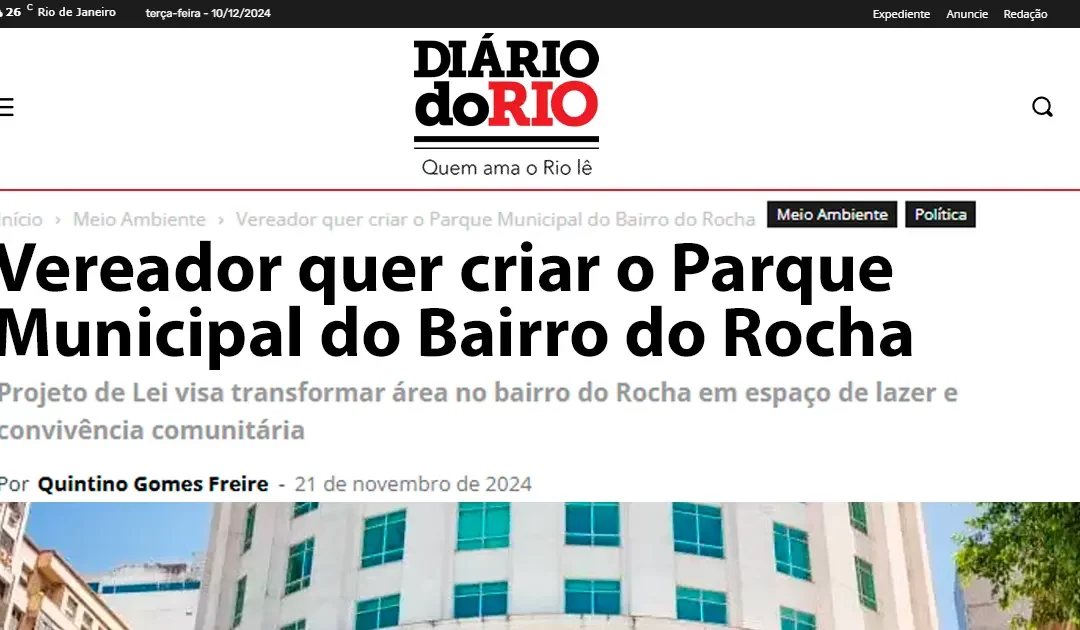 Vereador quer criar o Parque Municipal do bairro do Rocha