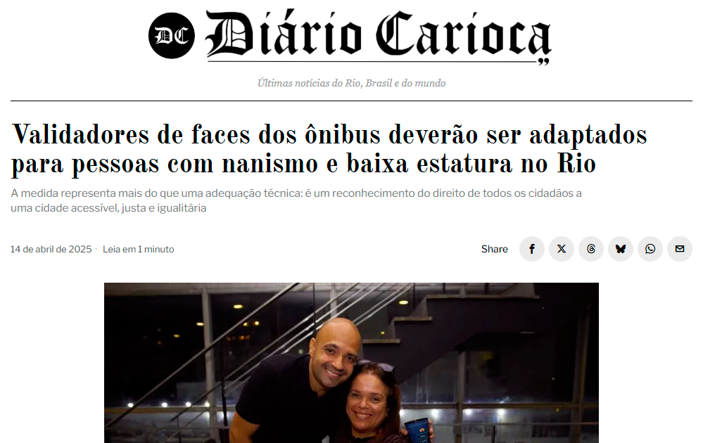 Agora é lei: validadores de faces dos ônibus deverão ser adaptados para pessoas com nanismo e baixa estatura no Rio