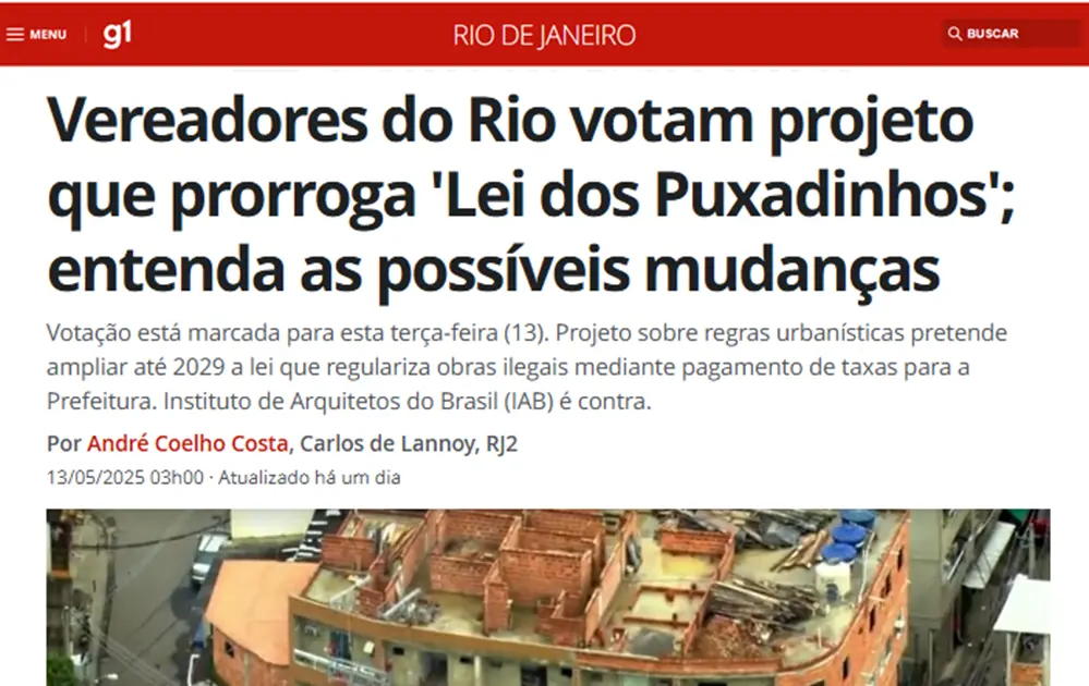 Vereadores do Rio votam projeto que prorroga ‘Lei dos Puxadinhos’