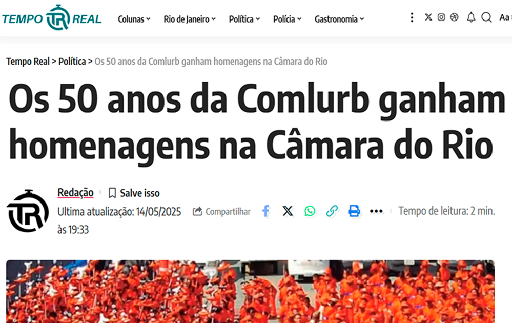 Os 50 anos da Comlurb ganham homenagens na Câmara do Rio