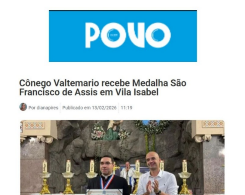 Cônego Valtemario recebe Medalha São Francisco de Assis em Vila Isabel