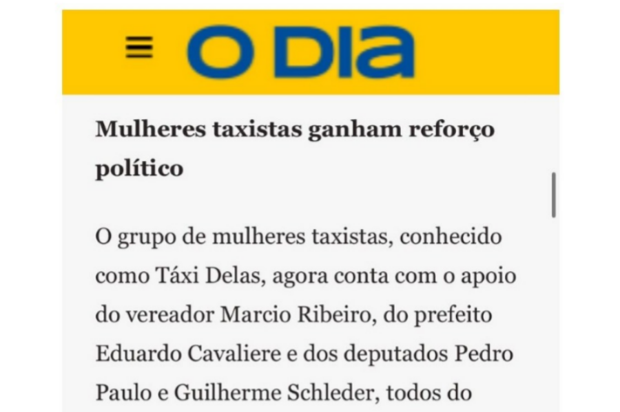 Vereador fortalece grupo feminino de taxistas com novo ponto de trabalho na Tijuca