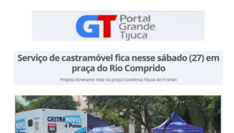Serviço de castramóvel fica neste sábado na Praça do Rio Comprido