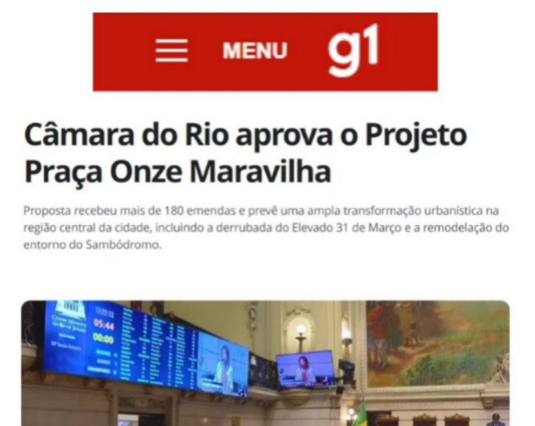 Câmara do Rio aprova o projeto Praça Onze Maravilha