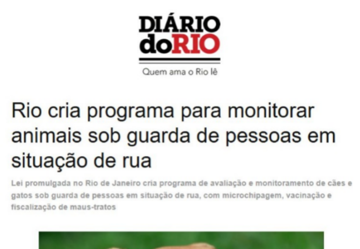 Rio cria programa para monitorar animais sob guarda de pessoas em situação de rua